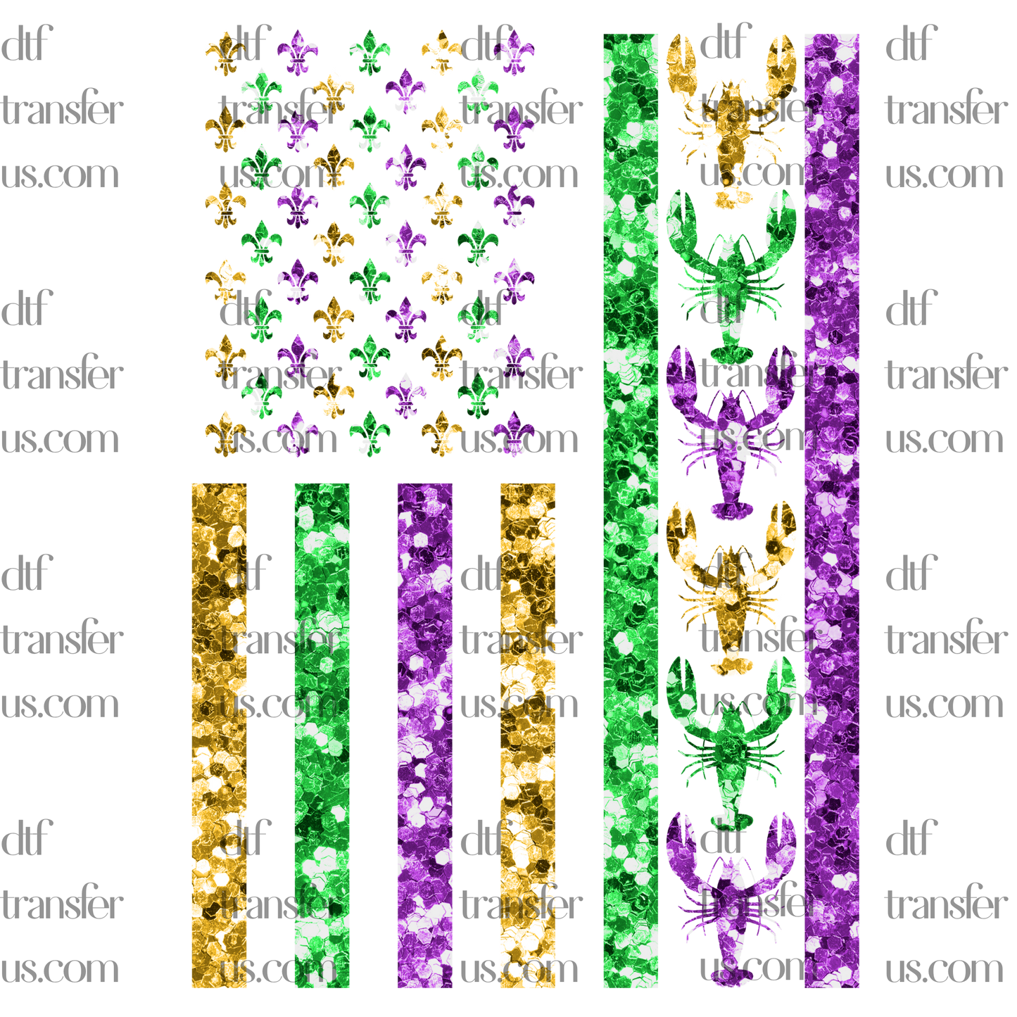 Mardi Gras Flag - Mardi Gras DTF Heat transfer