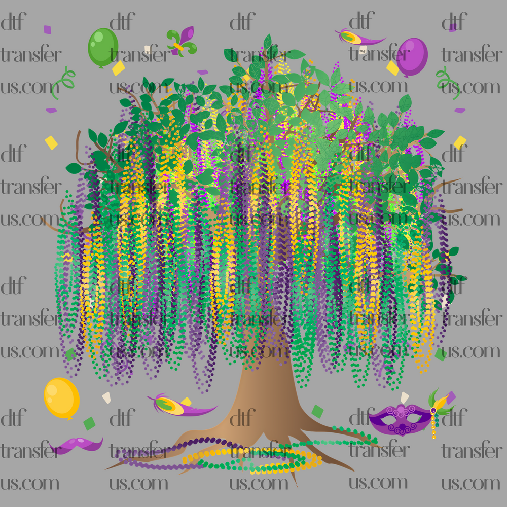 Mardi Gras tree - Mardi Gras DTF Heat transfer